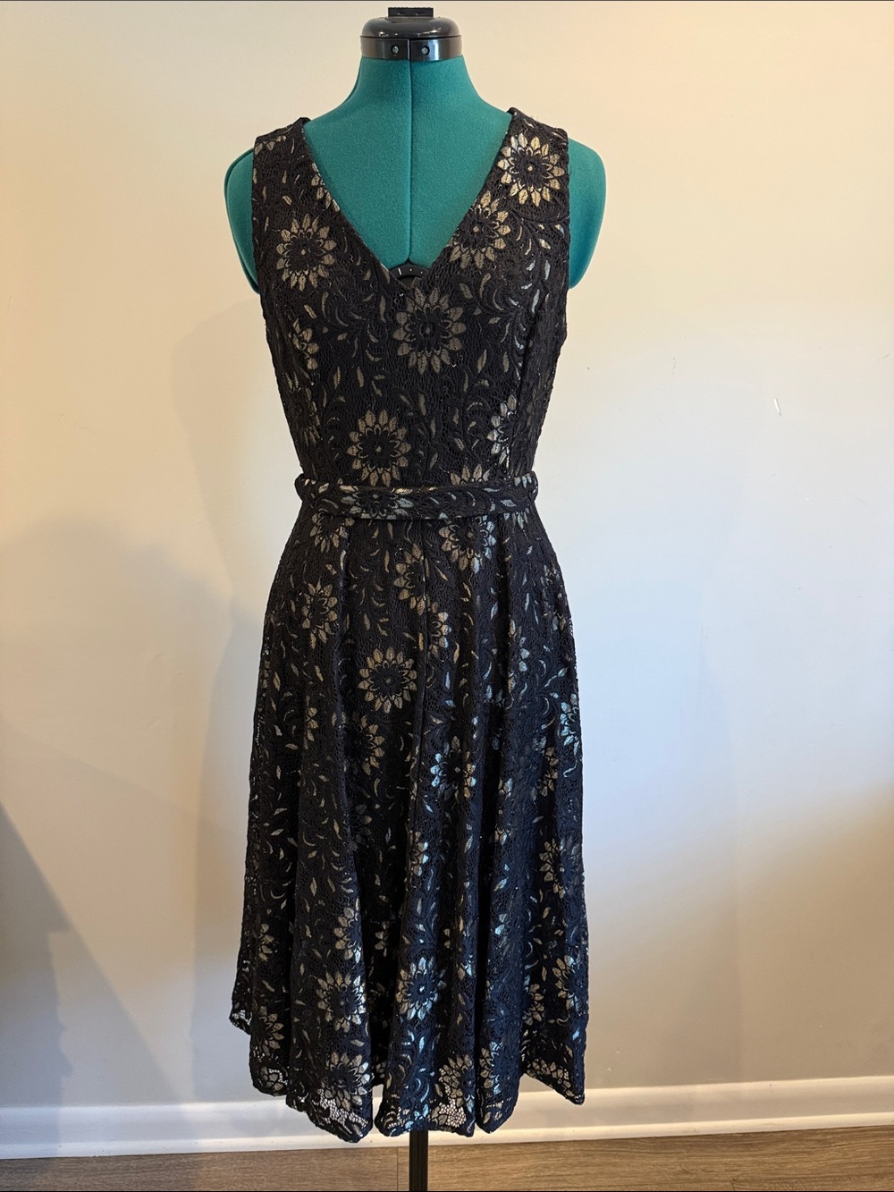 Tommy Hilfiger Black Floral Lace Fit-and-Flare Dress